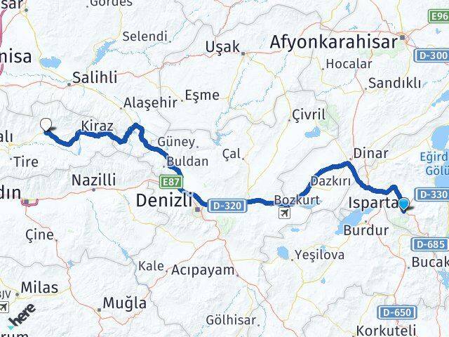 Isparta Ödemiş İzmir Arası Kaç Km - Yol Haritası