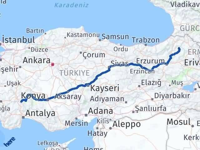 Isparta Olur Erzurum Arası Kaç Km - Yol Haritası