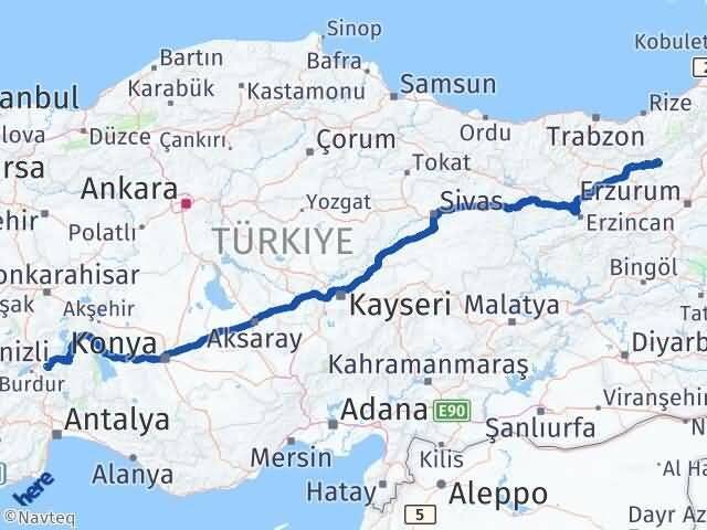 Isparta Pazaryolu Erzurum Arası Kaç Km - Yol Haritası