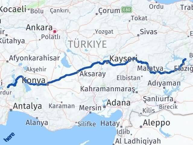 Isparta Pertek Tunceli Arası Kaç Km - Yol Haritası