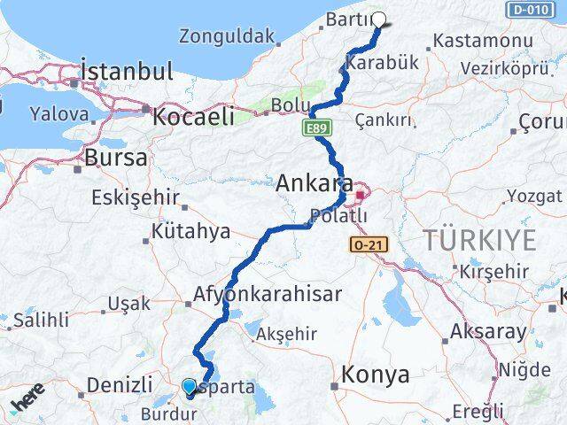 Isparta Pınarbaşı Kastamonu Arası Kaç Km - Yol Haritası