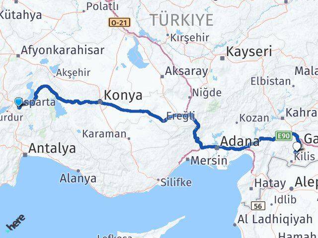 Isparta Şahinbey Gaziantep Arası Kaç Km - Yol Haritası