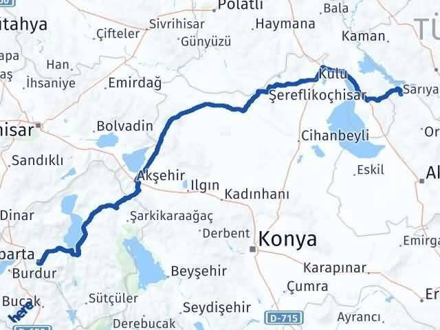 Isparta Sarıyahşi Aksaray Arası Kaç Km - Yol Haritası