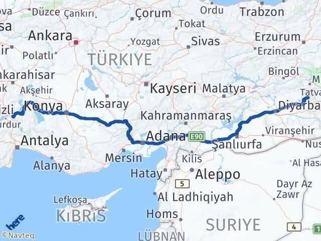 Isparta Sason Batman Arası Kaç Km - Yol Haritası