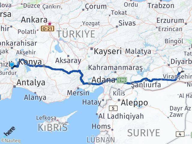 Isparta Savur Mardin Arası Kaç Km - Yol Haritası