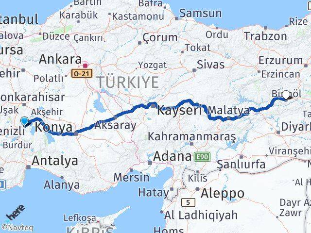 Isparta Senirkent Bingöl Arası Kaç Km - Yol Haritası
