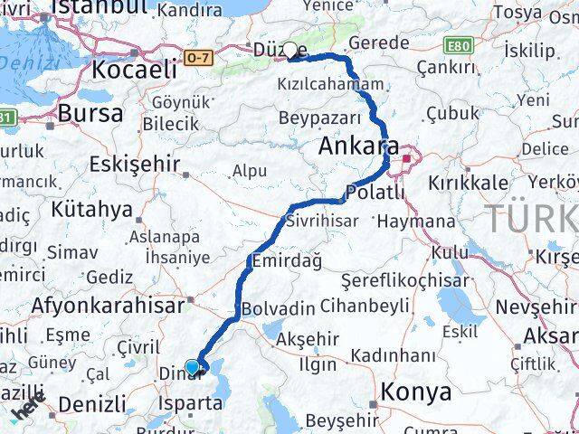 Isparta Senirkent Bolu Arası Kaç Km - Yol Haritası