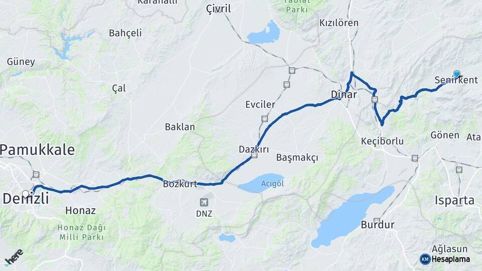 Senirkent Denizli Arası Kaç Km - Yol Tarifi