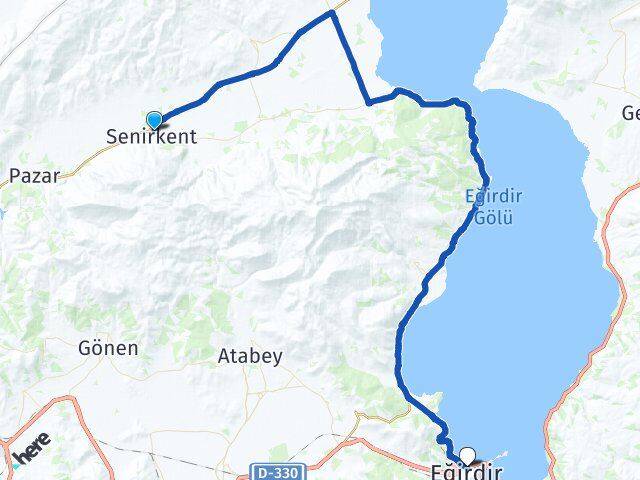 Isparta Senirkent Eğirdir Arası Kaç Km - Yol Haritası