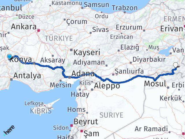 Isparta Senirkent Hakkari Arası Kaç Km - Yol Haritası