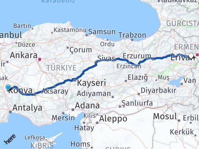 Isparta Senirkent Iğdır Arası Kaç Km - Yol Haritası