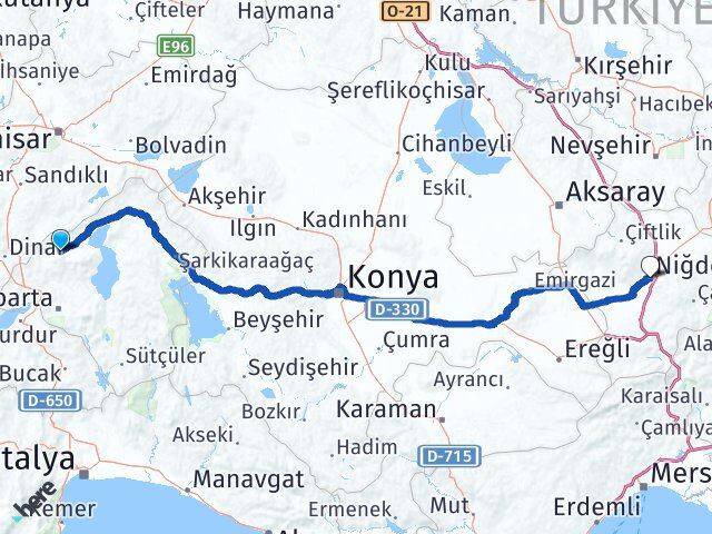 Isparta Senirkent Niğde Arası Kaç Km - Yol Haritası
