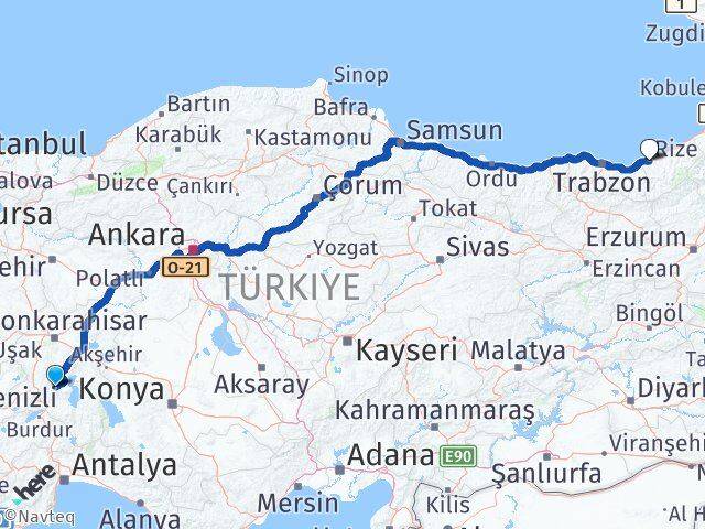 Isparta Senirkent Rize Arası Kaç Km - Yol Haritası