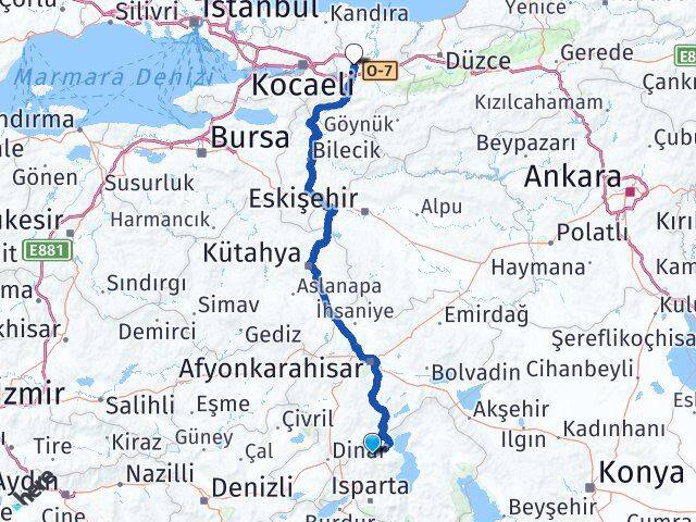 Isparta Senirkent Sakarya Arası Kaç Km - Yol Haritası