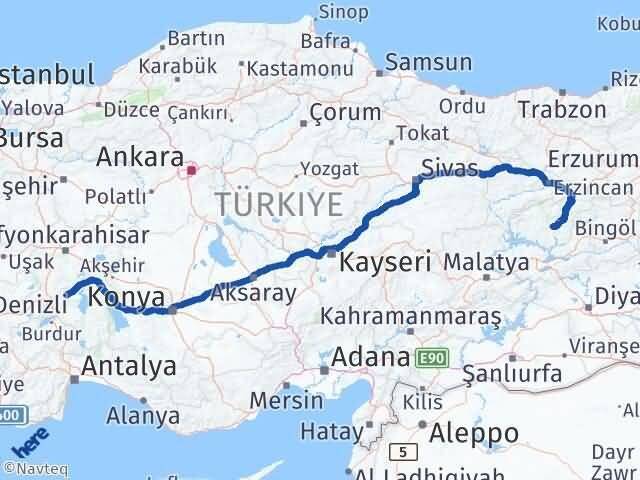 Isparta Senirkent Tunceli Arası Kaç Km - Yol Haritası