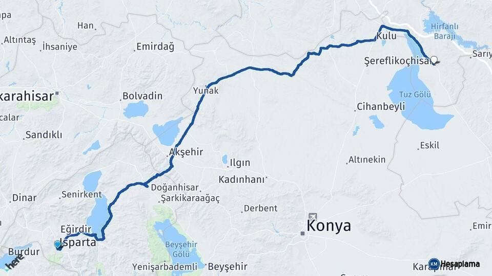 Isparta Şereflikoçhisar Ankara Arası Kaç Km - Yol Haritası