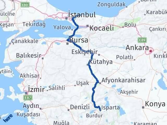 Isparta Şile İstanbul Arası Kaç Km - Yol Haritası