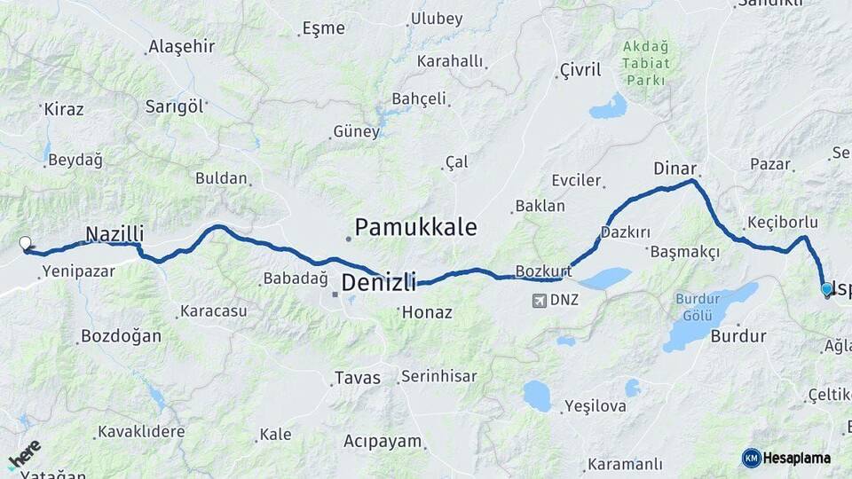 Isparta Sultanhisar Aydın Arası Kaç Km - Yol Haritası