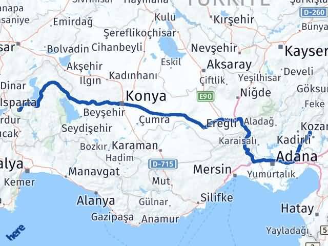 Isparta Sumbas Osmaniye Arası Kaç Km - Yol Haritası
