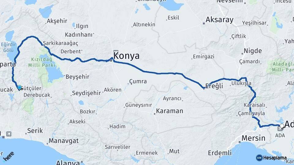 Sütçüler Adana Arası Kaç Km - Yol Tarifi