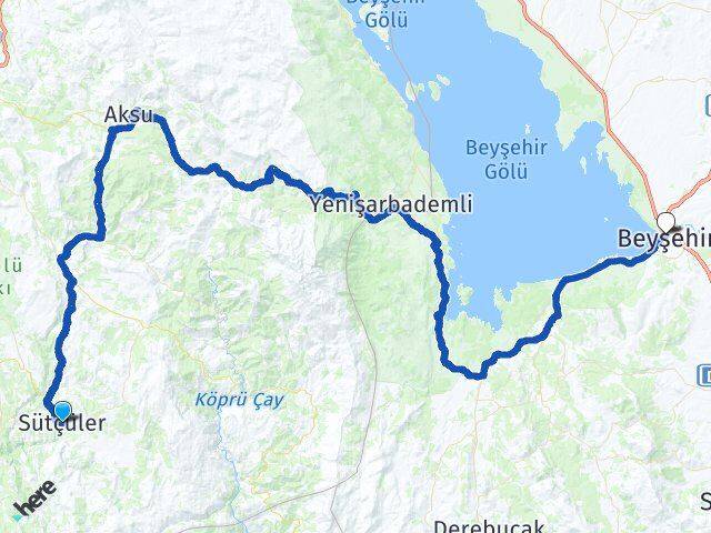 Isparta Sütçüler Beyşehir Konya Arası Kaç Km - Yol Haritası