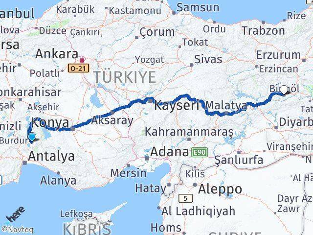 Sütçüler Bingöl Arası Kaç Km - Yol Tarifi