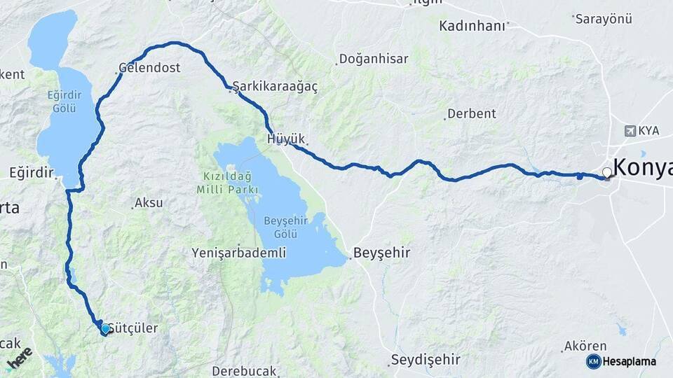 Sütçüler Konya Arası Kaç Km - Yol Tarifi