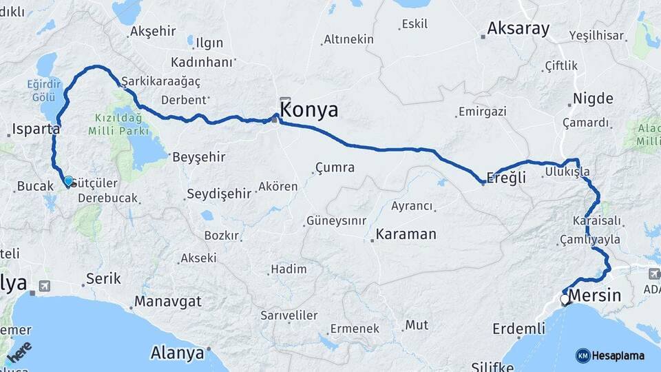Sütçüler Mersin Arası Kaç Km - Yol Tarifi