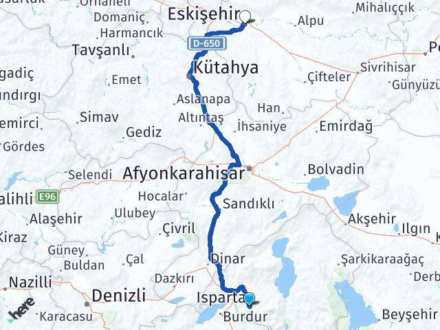 Isparta Tepebaşı Arası Kaç Km - Yol Tarifi