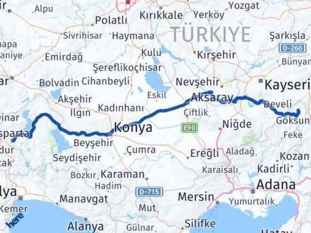 Isparta Tufanbeyli Adana Arası Kaç Km - Yol Haritası