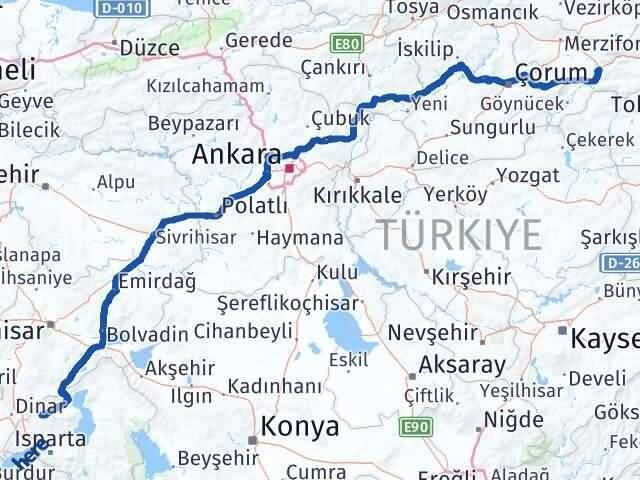 Uluborlu Amasya Arası Kaç Km - Yol Tarifi