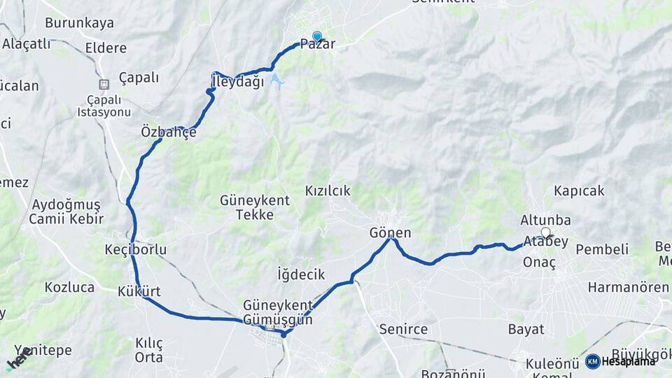 Isparta Uluborlu Atabey Arası Kaç Km - Yol Haritası