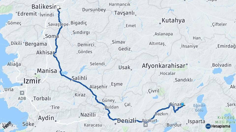 Uluborlu Balıkesir Arası Kaç Km - Yol Tarifi