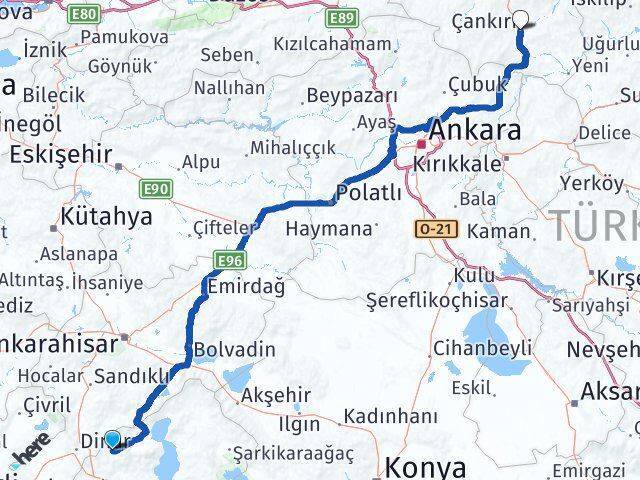 Uluborlu Çankırı Arası Kaç Km - Yol Tarifi
