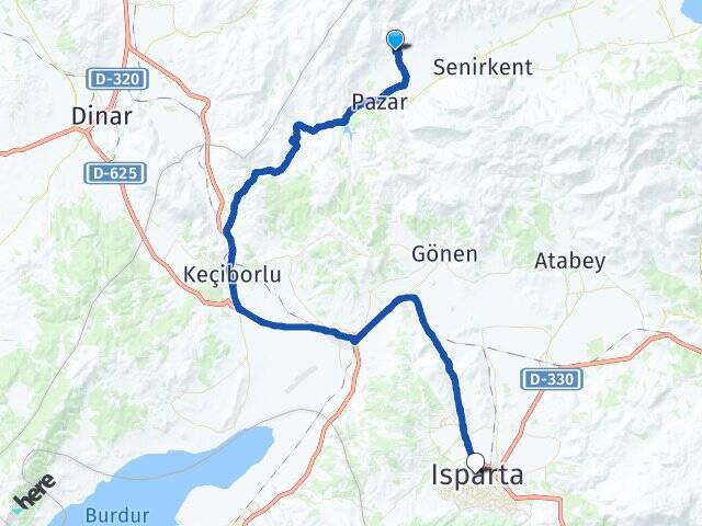 Dere Isparta Otogarı Arası Kaç Km - Yol Tarifi