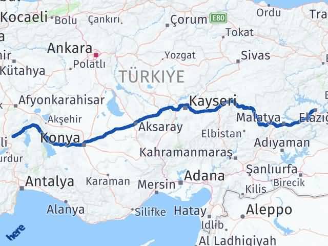 Uluborlu Elazığ Arası Kaç Km - Yol Tarifi