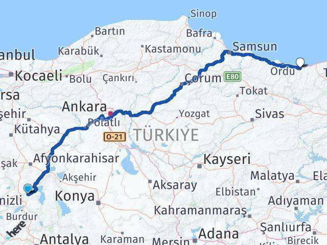 Uluborlu Giresun Arası Kaç Km - Yol Tarifi