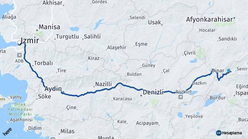 Uluborlu İzmir Arası Kaç Km - Yol Tarifi
