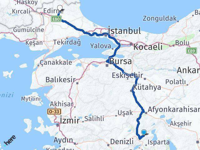 Uluborlu Kırklareli Arası Kaç Km - Yol Tarifi