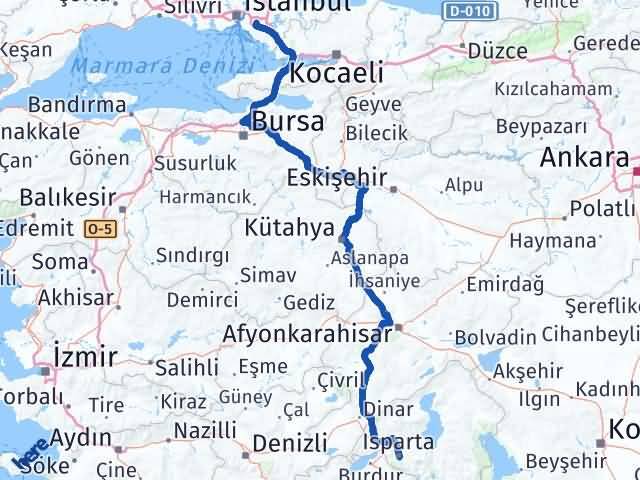 Isparta Ümraniye İstanbul Arası Kaç Km - Yol Haritası