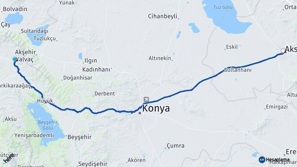 Isparta Yalvaç Aksaray Arası Kaç Km - Yol Haritası