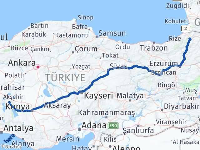 Yalvaç Artvin Arası Kaç Km - Yol Tarifi