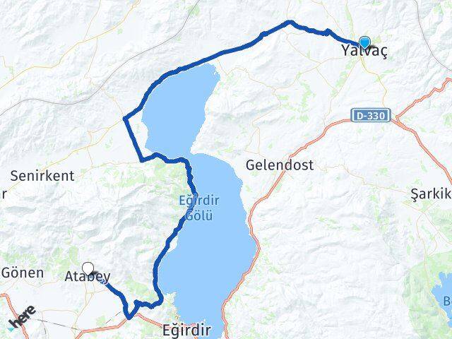 Isparta Yalvaç Atabey Arası Kaç Km - Yol Haritası