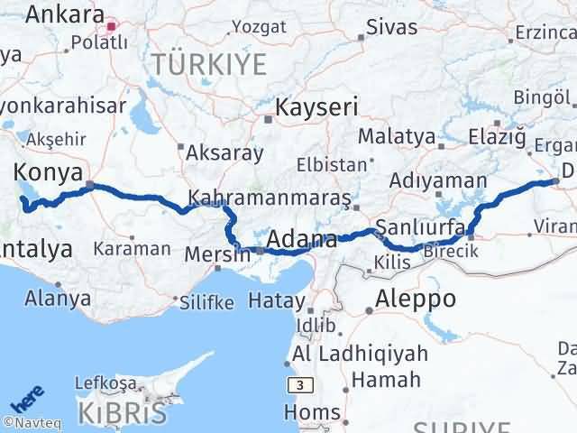 Yenişarbademli Diyarbakır Arası Kaç Km - Yol Tarifi
