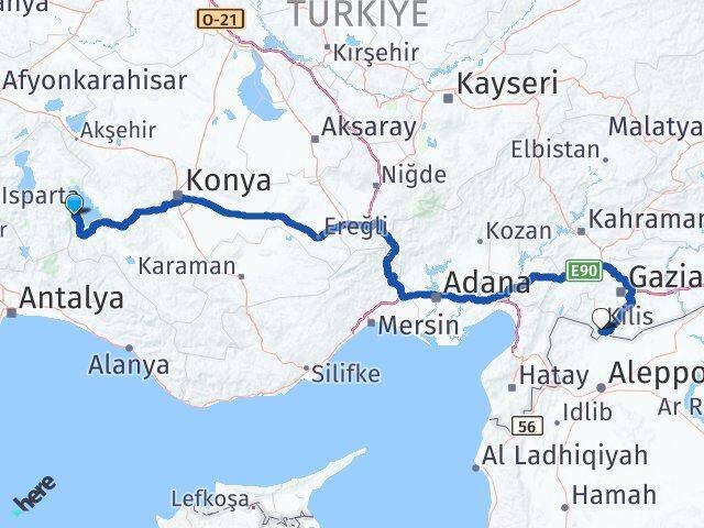 Yenişarbademli Kilis Arası Kaç Km - Yol Tarifi