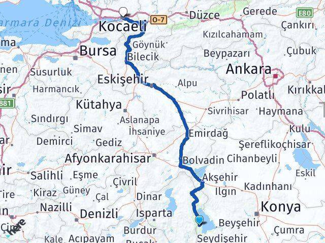 Yenişarbademli Kocaeli Arası Kaç Km - Yol Tarifi