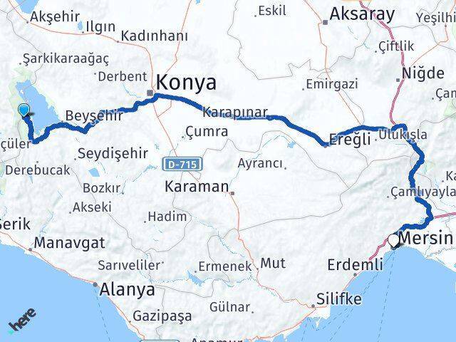 Yenişarbademli Mersin Arası Kaç Km - Yol Tarifi