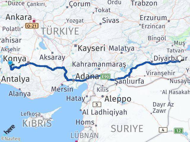 Yenişarbademli Siirt Arası Kaç Km - Yol Tarifi