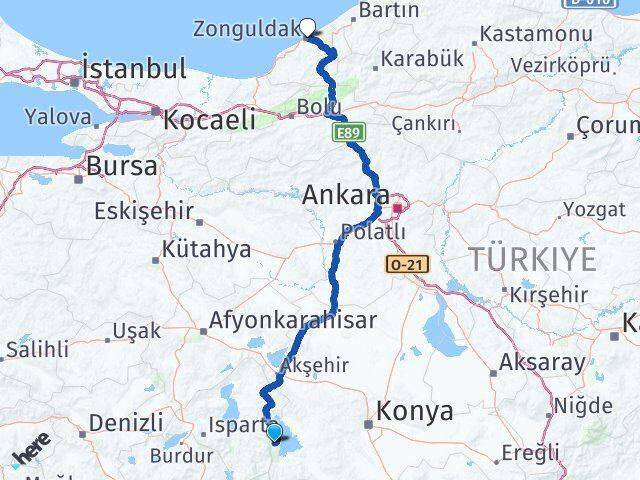 Yenişarbademli Zonguldak Arası Kaç Km - Yol Tarifi