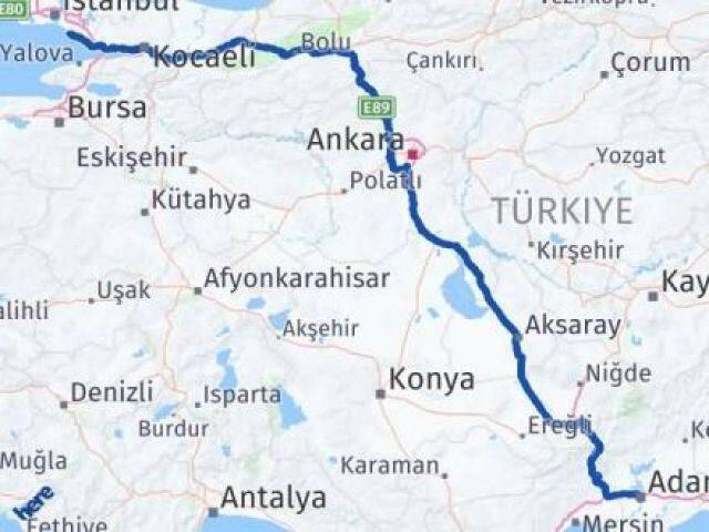 İstanbul Adalar Adana Arası Kaç Km - Yol Haritası